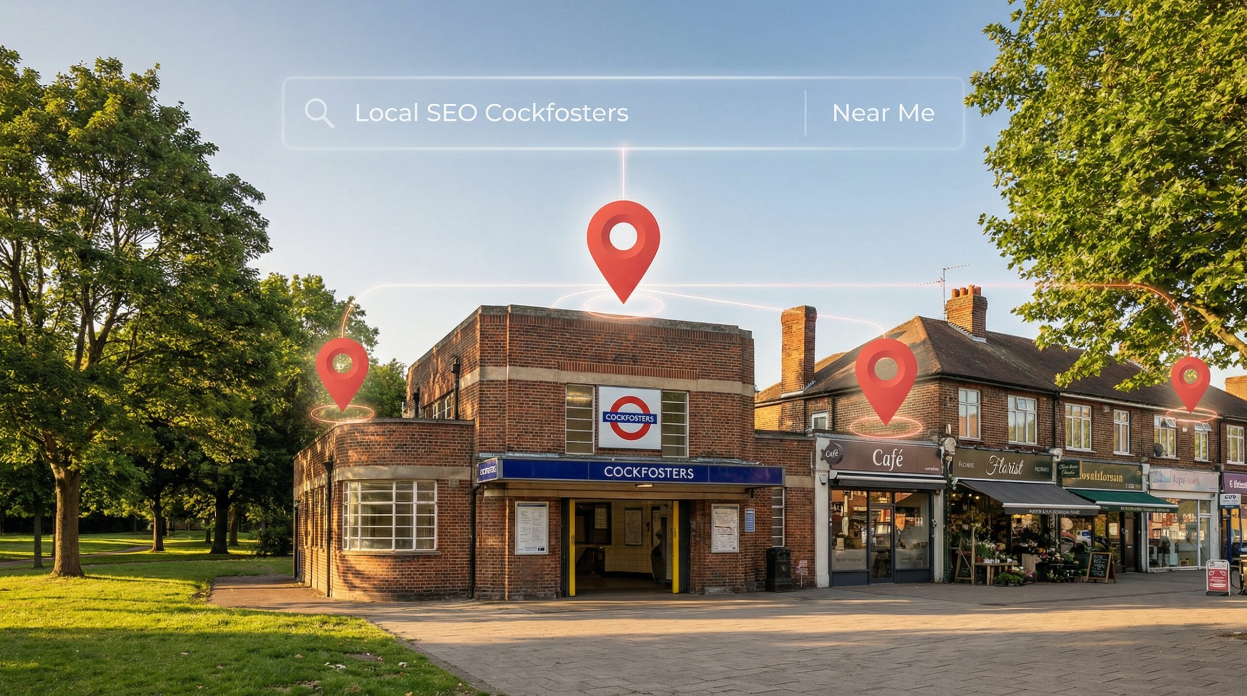 Local SEO Cockfosters EN4 - Cockfosters station with Google Maps pins